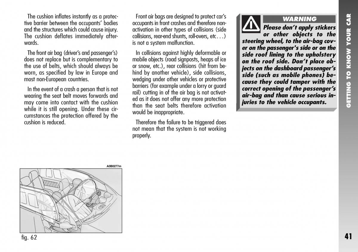 Alfa Romeo 156 GTA owners manual / page 42