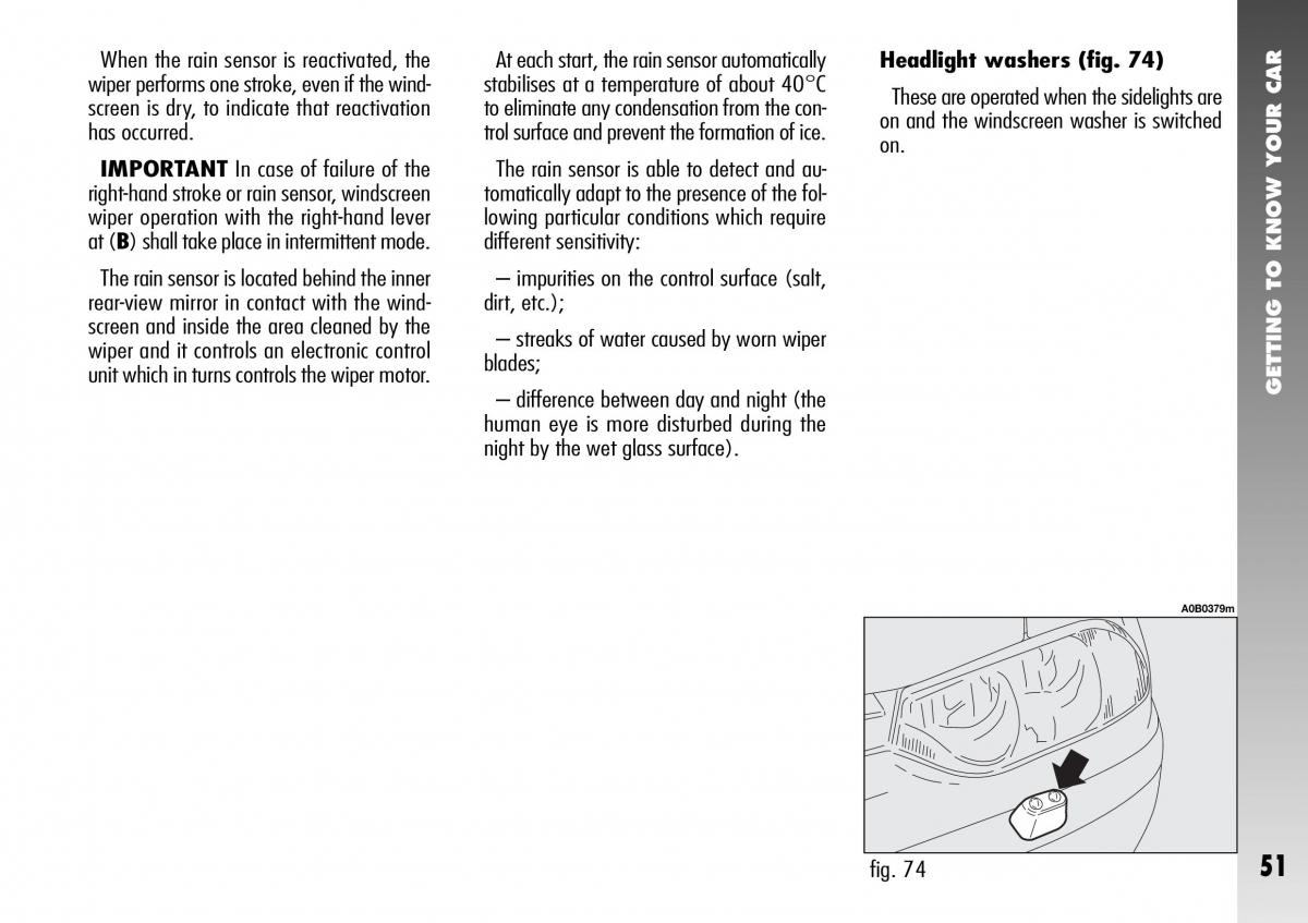 Alfa Romeo 156 GTA owners manual / page 52