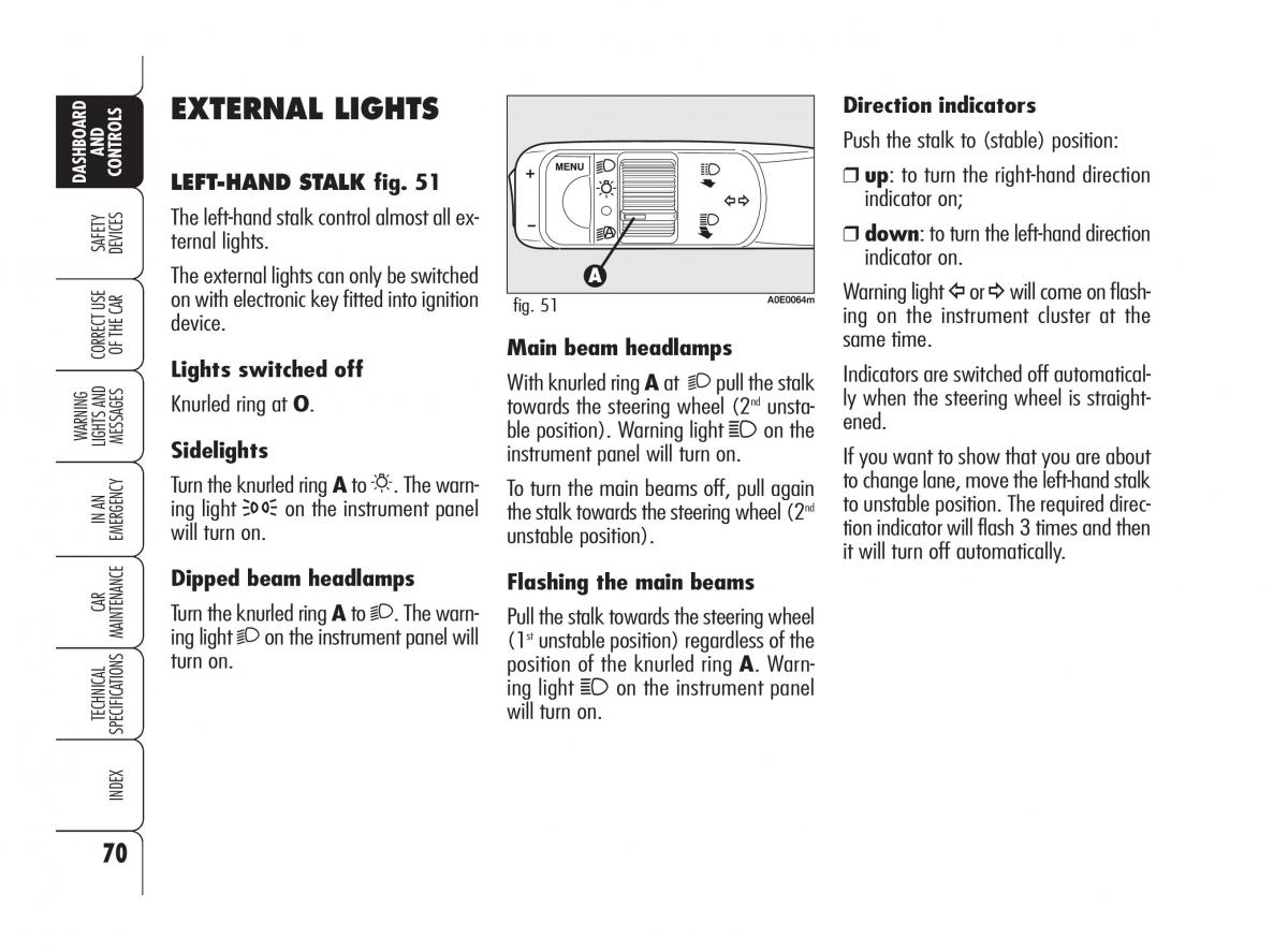 Alfa Romeo 159 owners manual / page 71