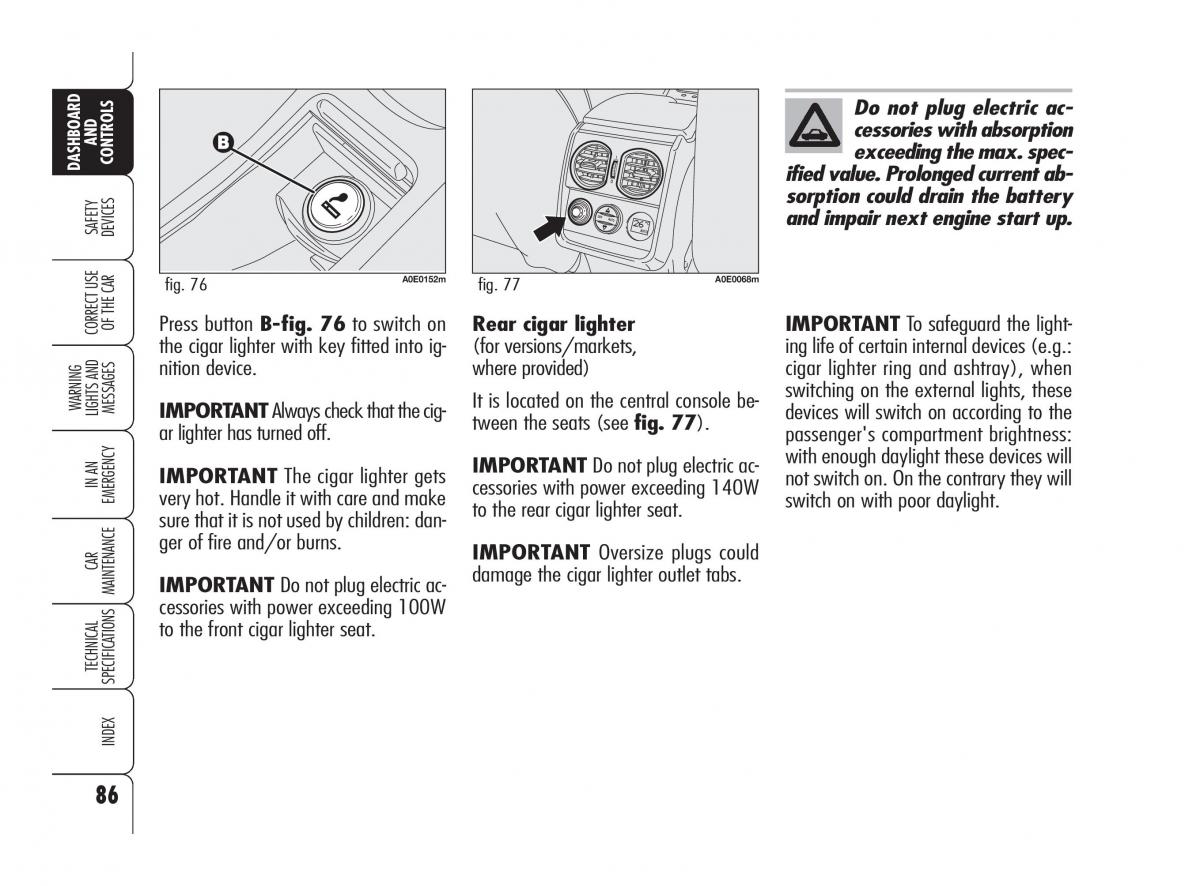 Alfa Romeo 159 owners manual / page 87