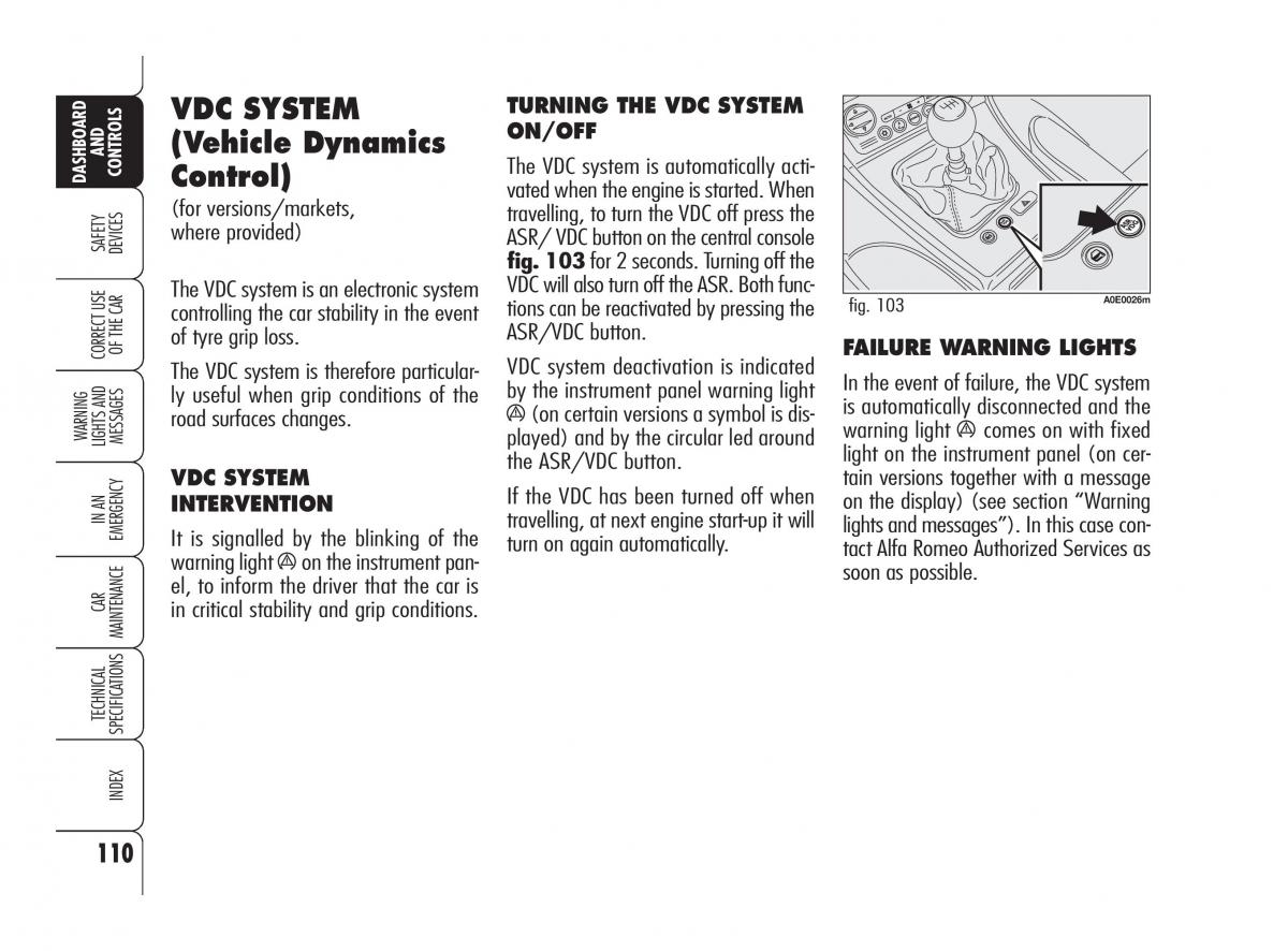 Alfa Romeo 159 owners manual / page 111