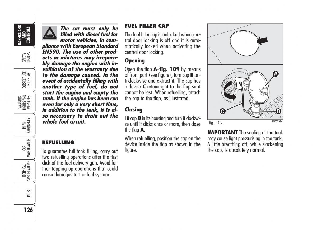 Alfa Romeo 159 owners manual / page 127