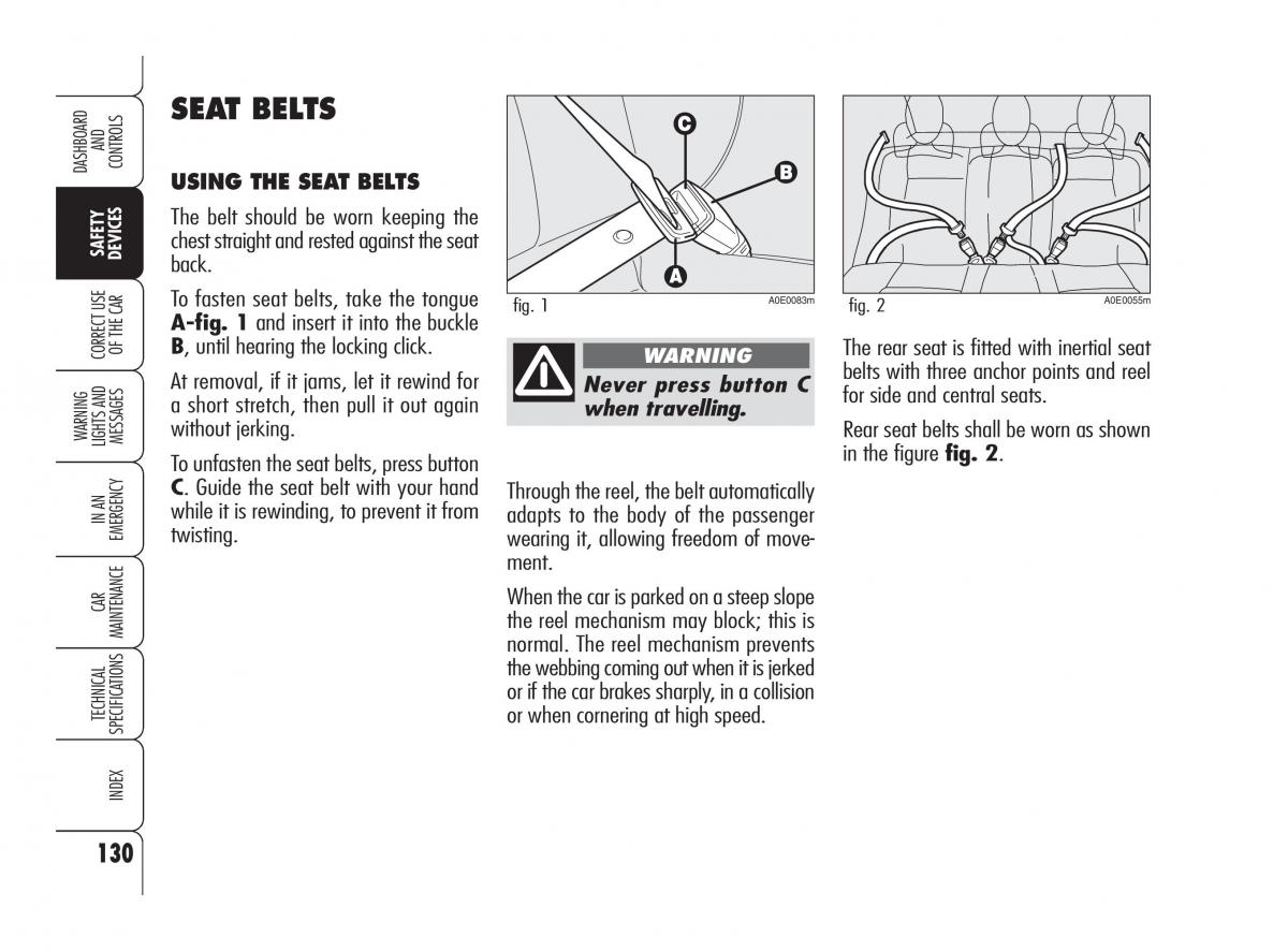 Alfa Romeo 159 owners manual / page 131