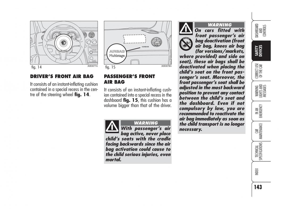 Alfa Romeo 159 owners manual / page 144