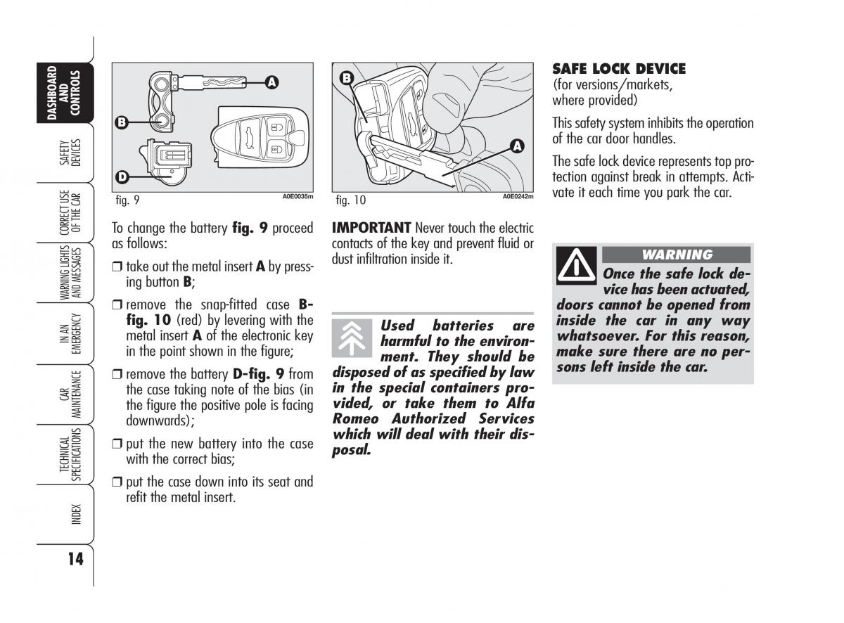 Alfa Romeo 159 owners manual / page 15