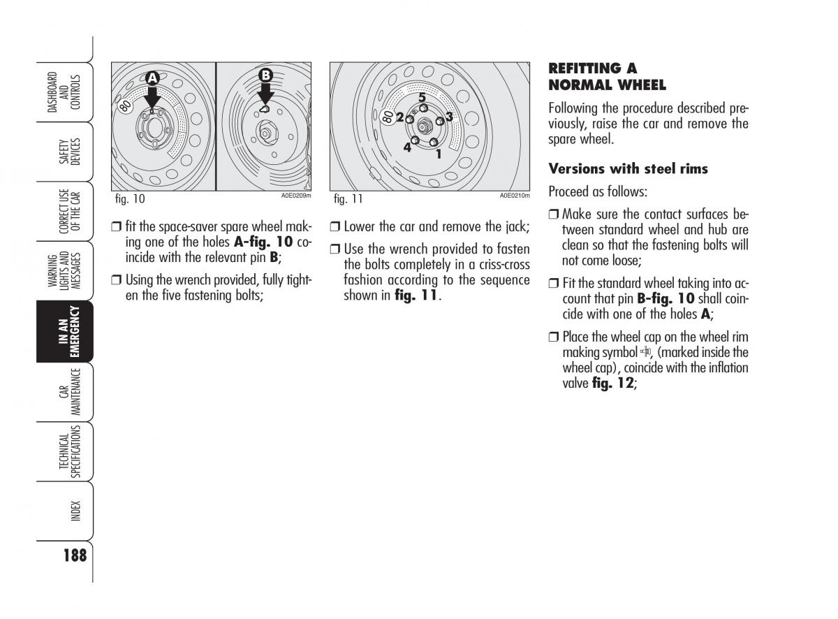 Alfa Romeo 159 owners manual / page 189