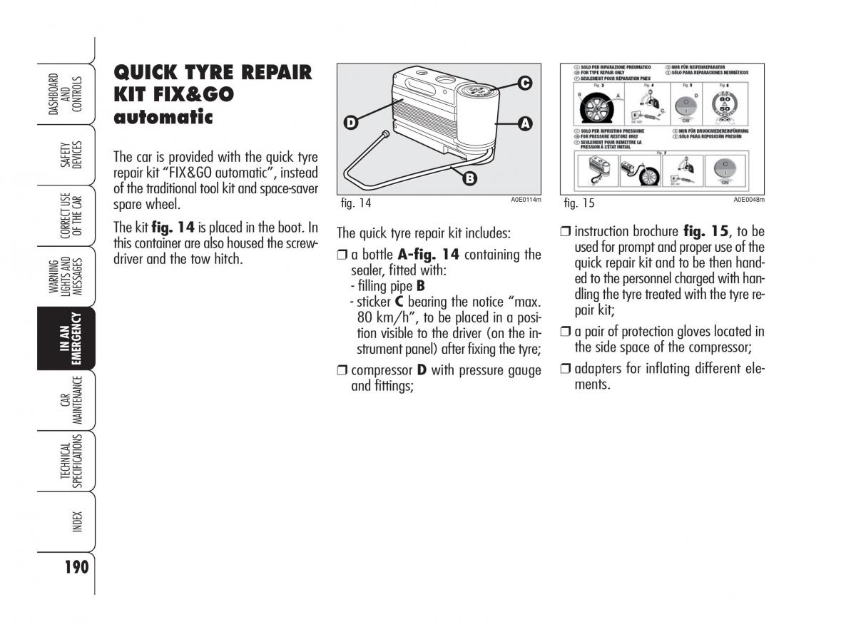 Alfa Romeo 159 owners manual / page 191