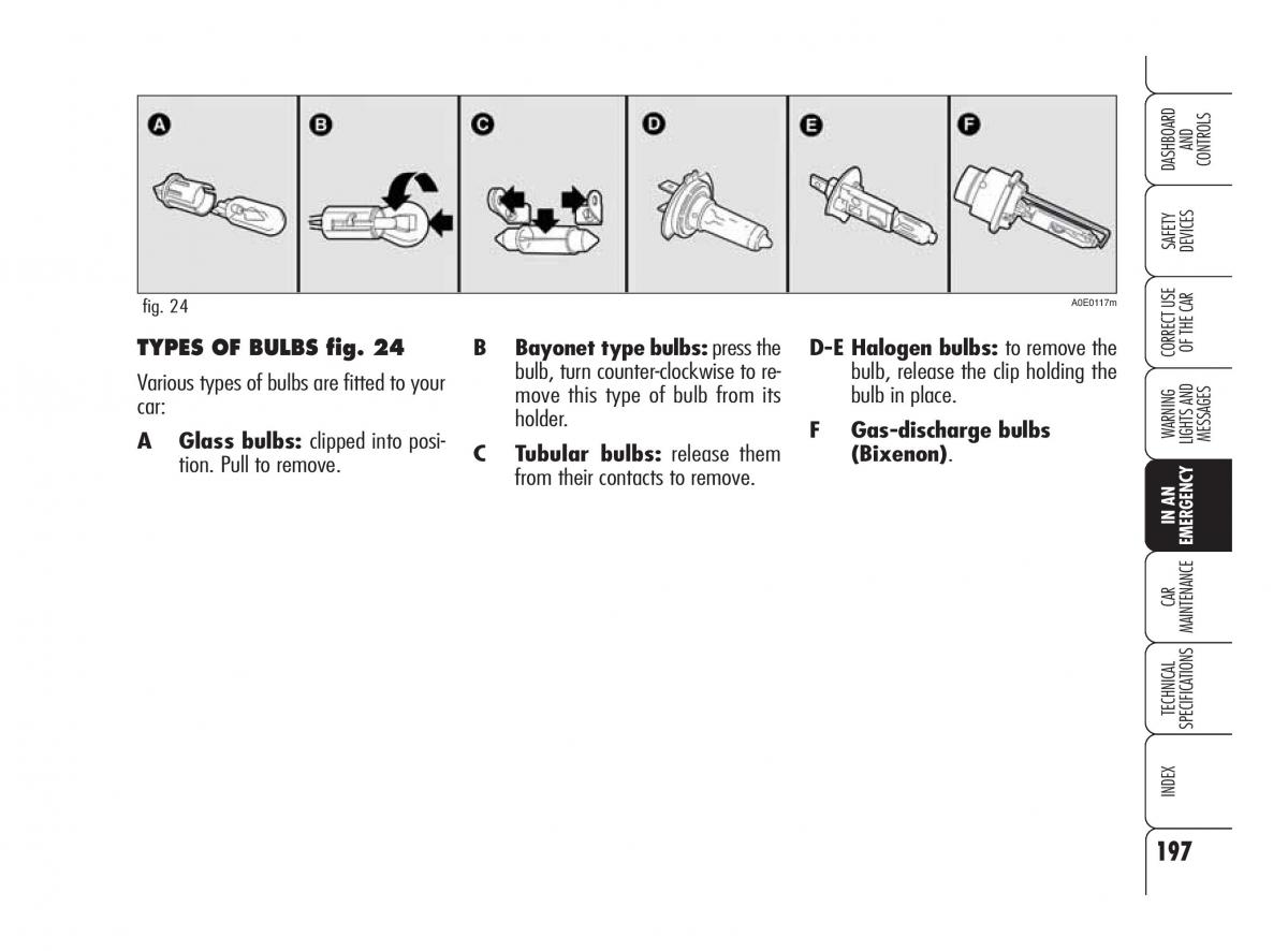 Alfa Romeo 159 owners manual / page 198