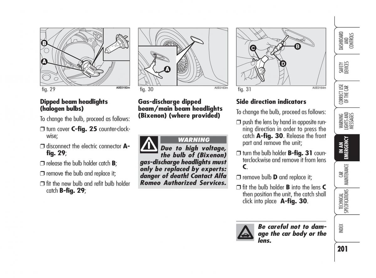 Alfa Romeo 159 owners manual / page 202