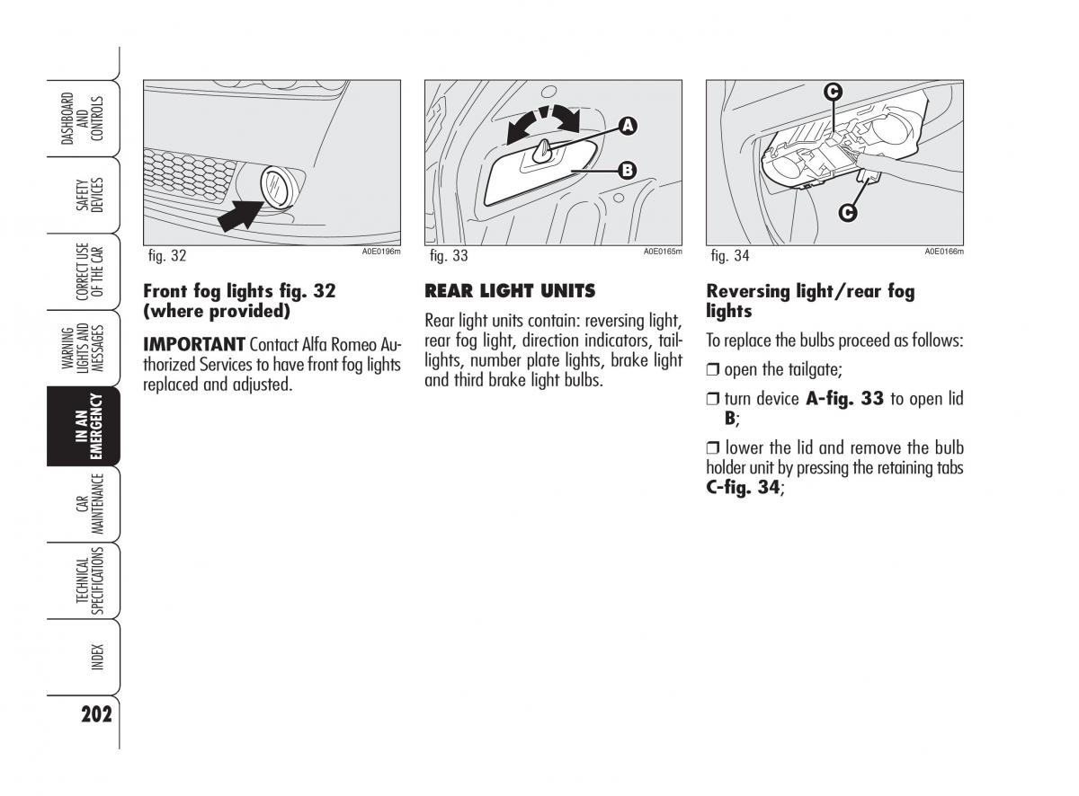 Alfa Romeo 159 owners manual / page 203