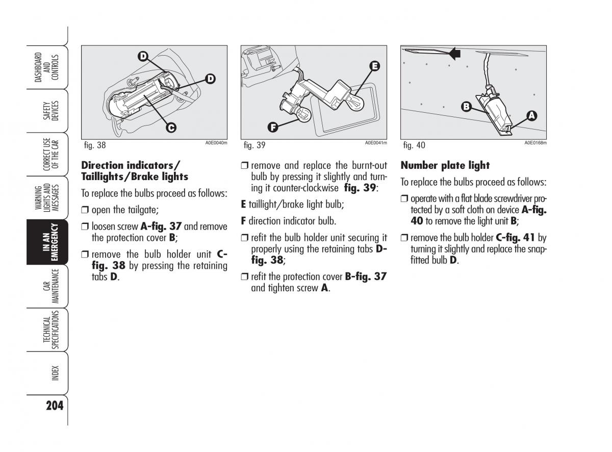 Alfa Romeo 159 owners manual / page 205