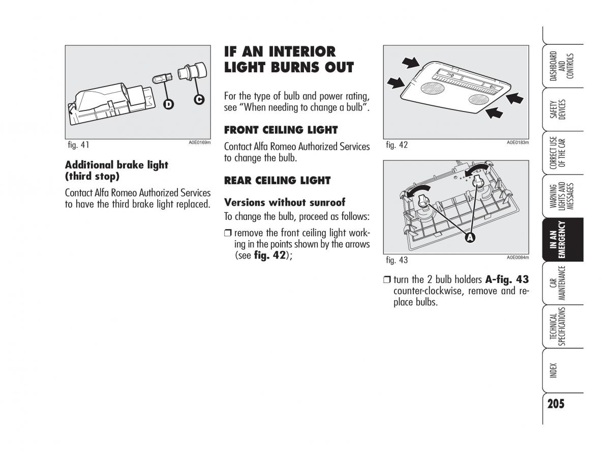 Alfa Romeo 159 owners manual / page 206