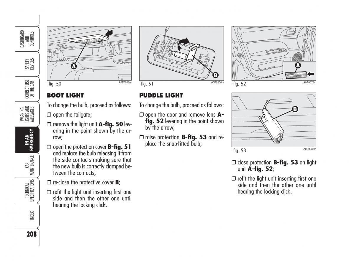 Alfa Romeo 159 owners manual / page 209