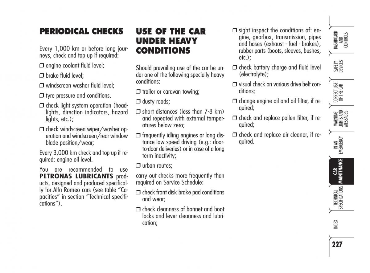 Alfa Romeo 159 owners manual / page 228