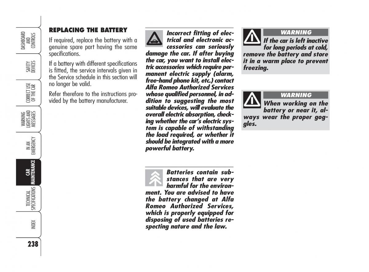 Alfa Romeo 159 owners manual / page 239