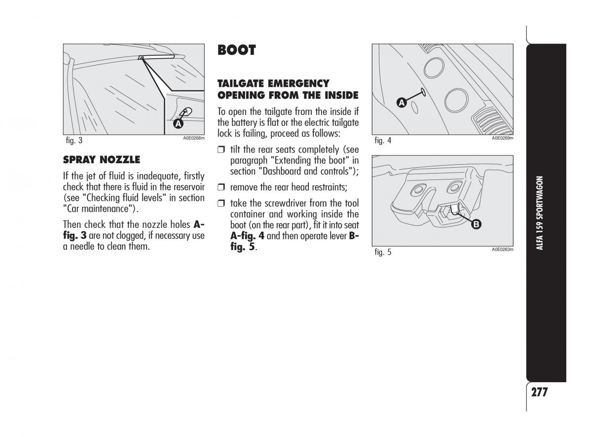 Alfa Romeo 159 owners manual / page 278