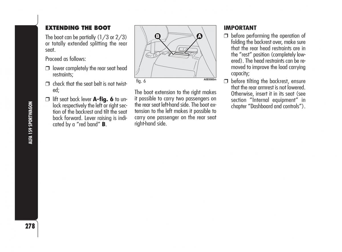 Alfa Romeo 159 owners manual / page 279