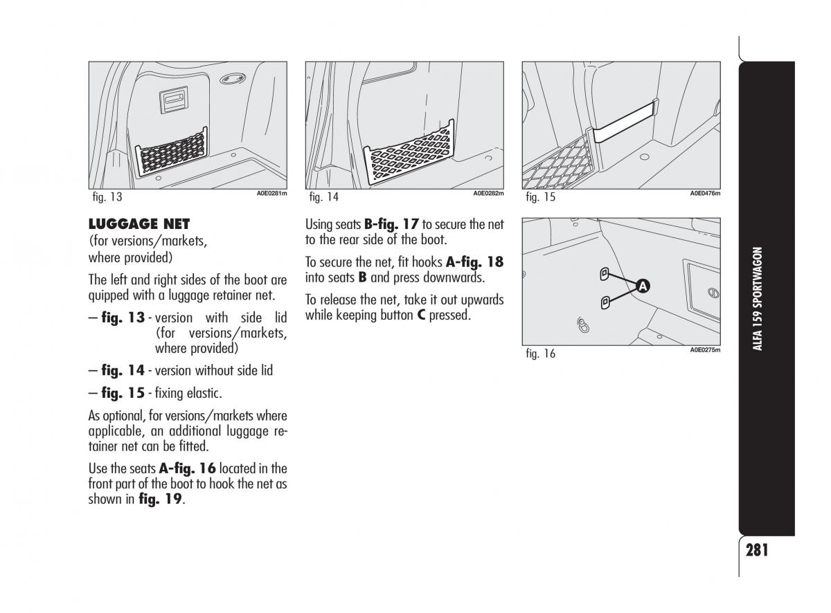 Alfa Romeo 159 owners manual / page 282