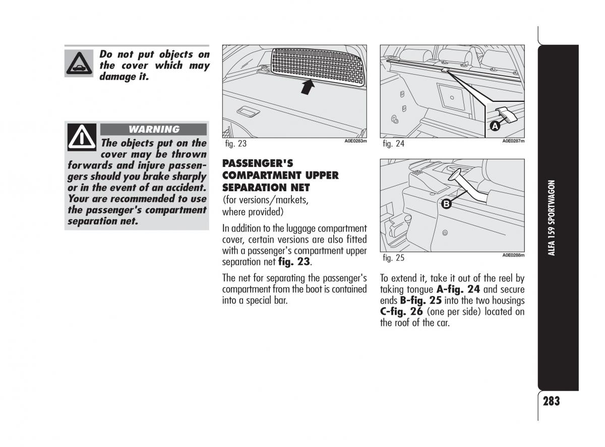 Alfa Romeo 159 owners manual / page 284