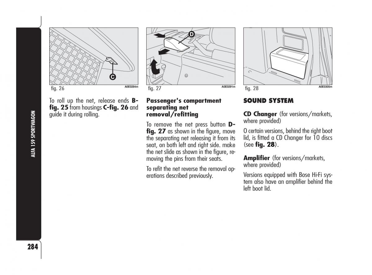 Alfa Romeo 159 owners manual / page 285