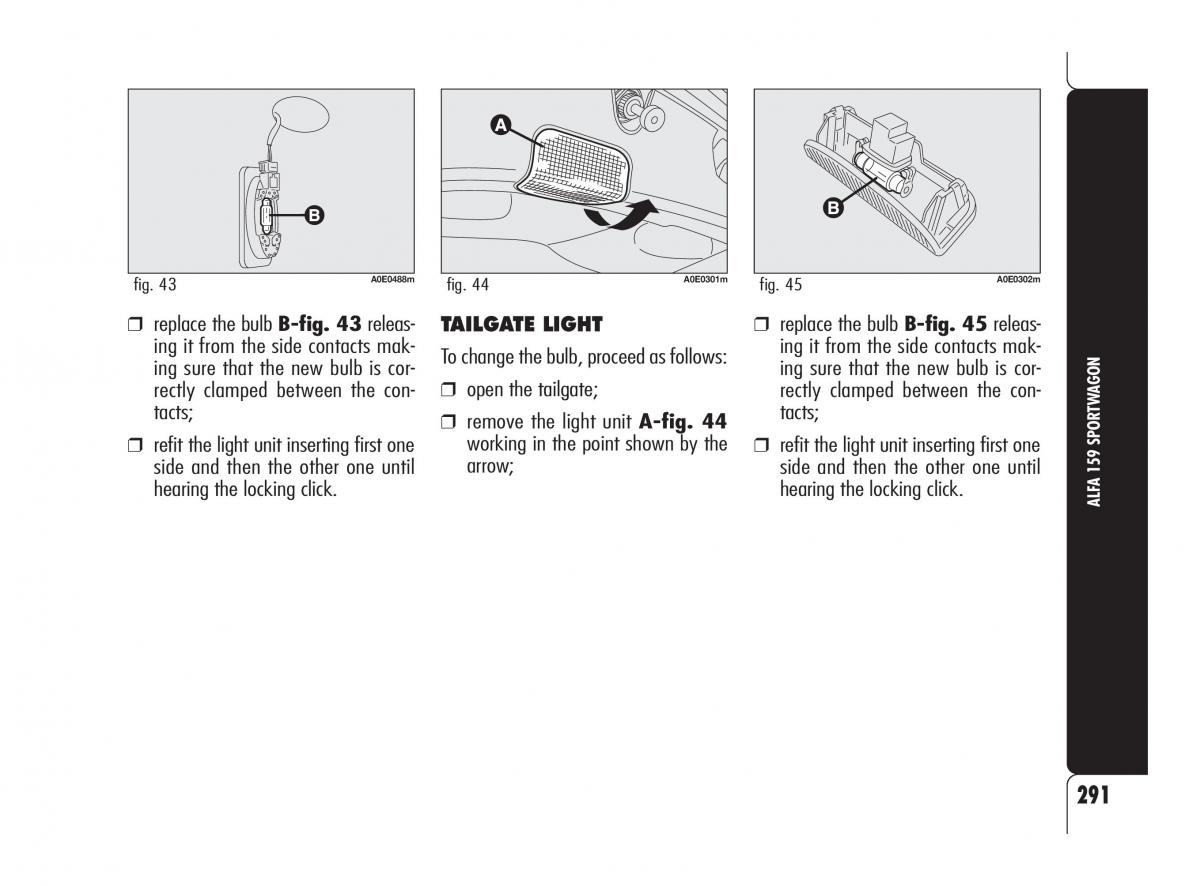 Alfa Romeo 159 owners manual / page 292