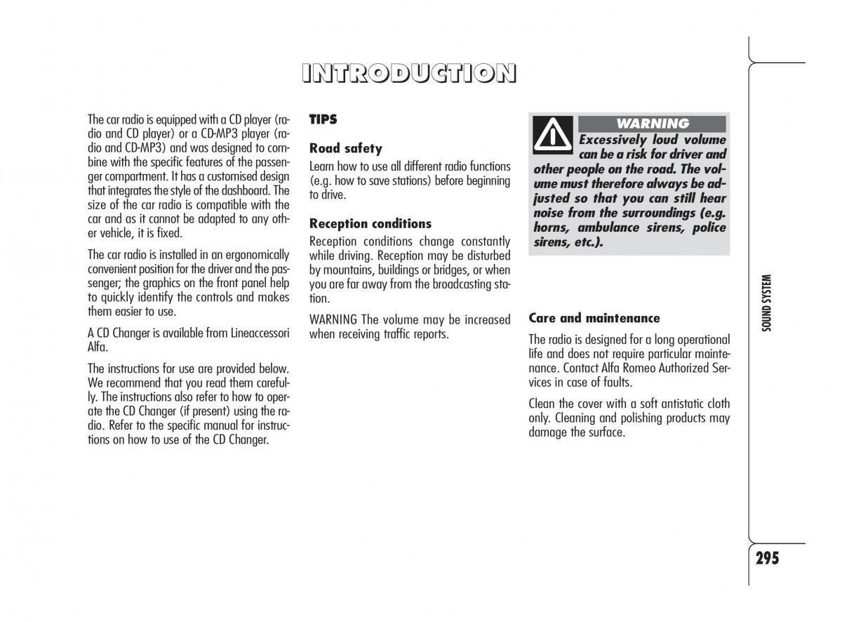 Alfa Romeo 159 owners manual / page 296