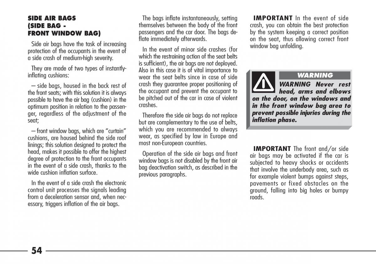 Alfa Romeo 166 owners manual / page 55