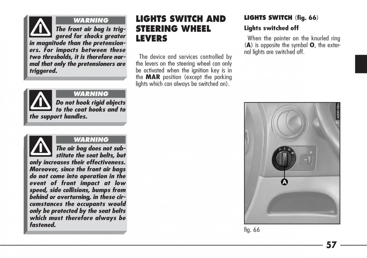 Alfa Romeo 166 owners manual / page 58