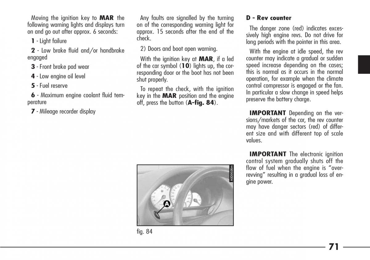 Alfa Romeo 166 owners manual / page 72