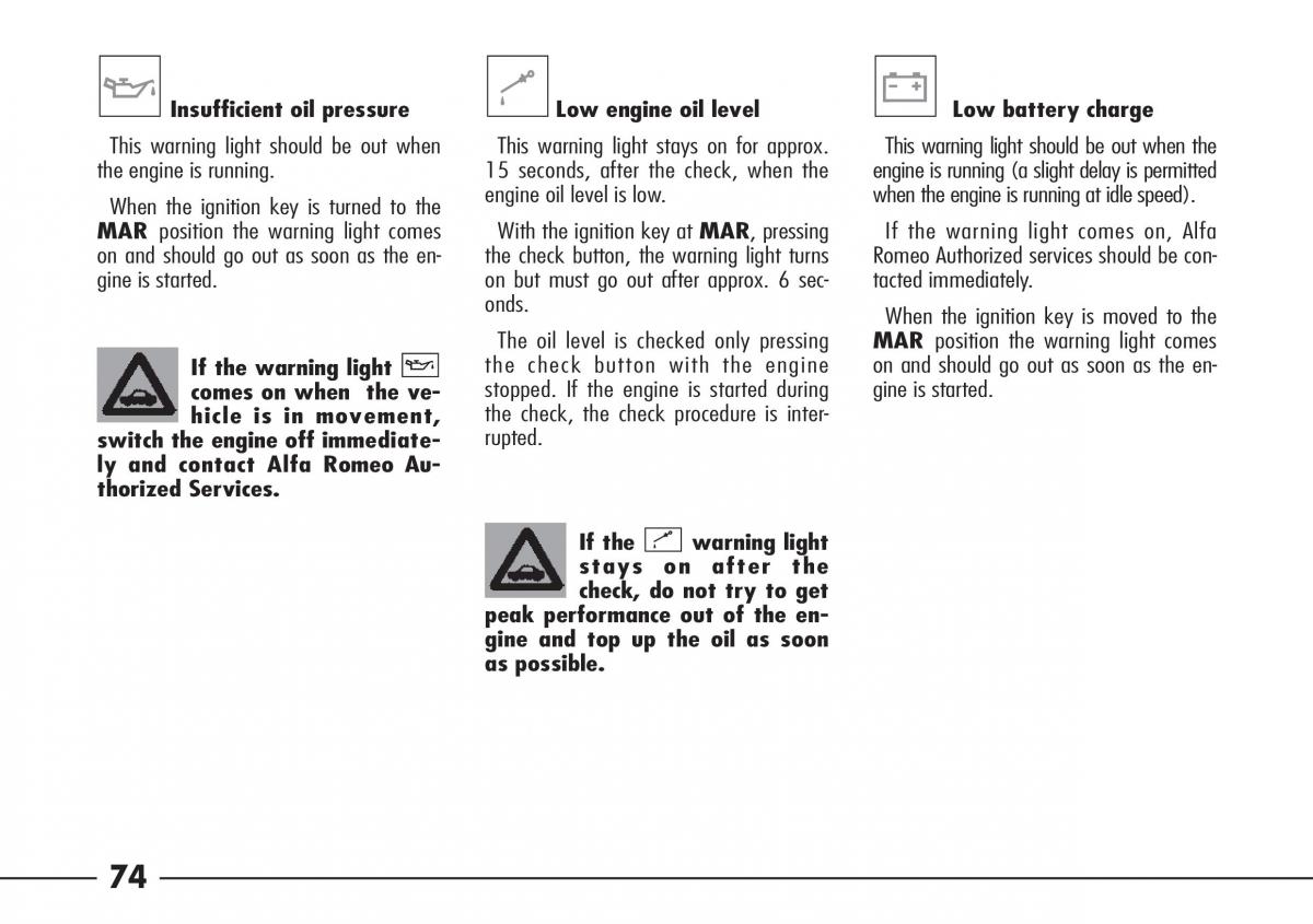 Alfa Romeo 166 owners manual / page 75