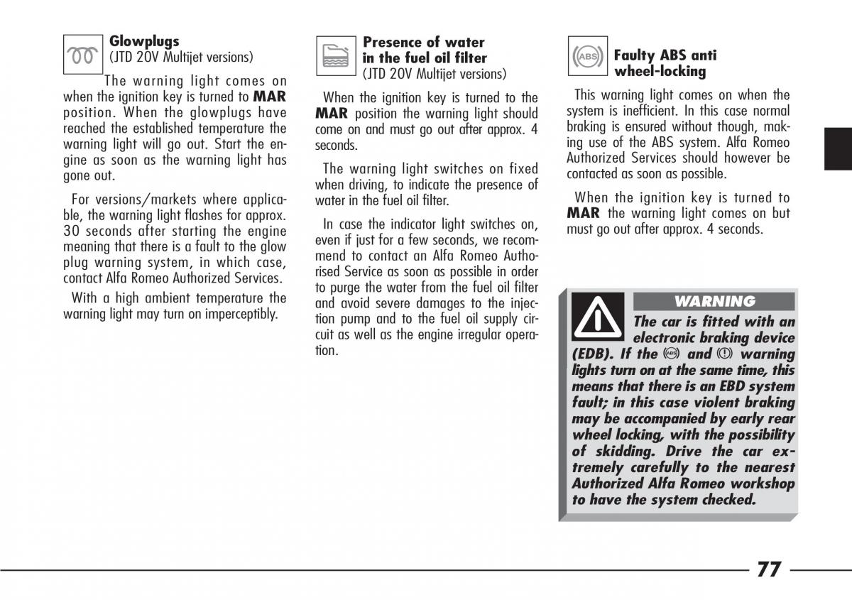 Alfa Romeo 166 owners manual / page 78