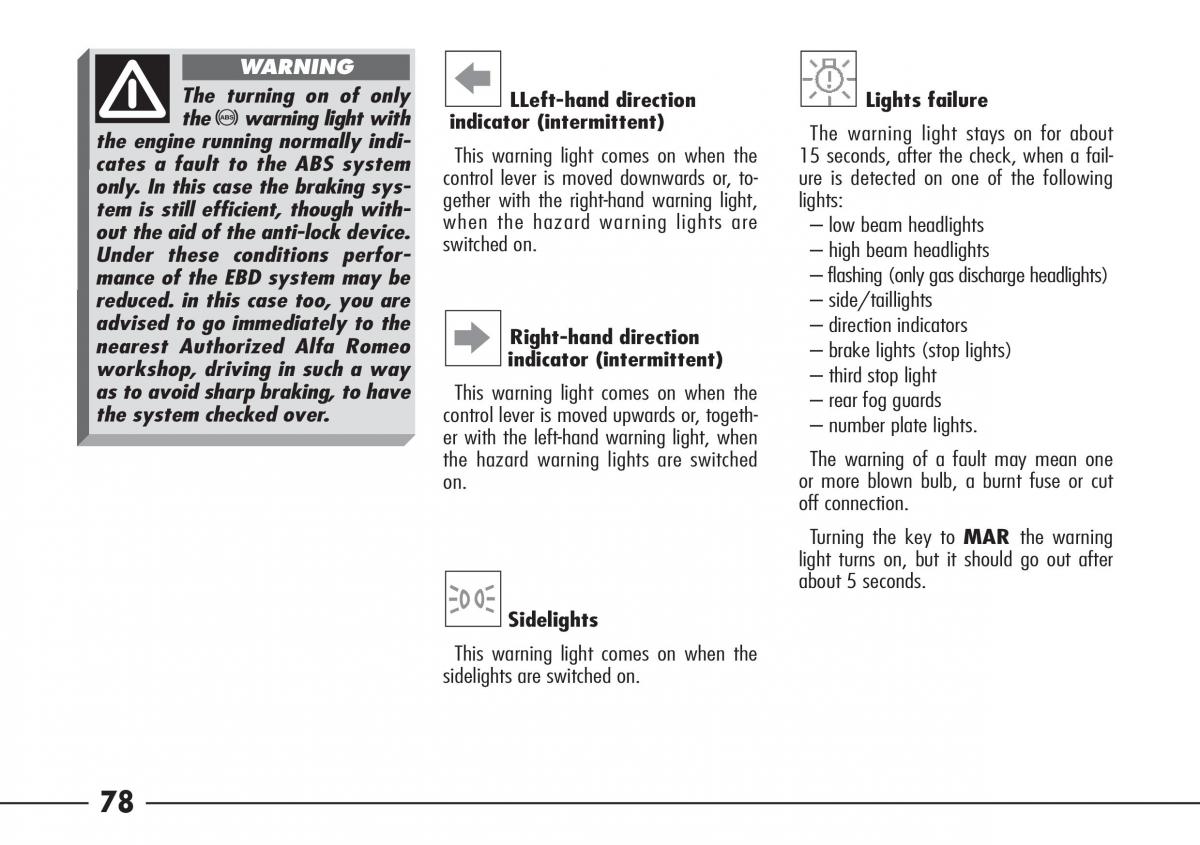 Alfa Romeo 166 owners manual / page 79