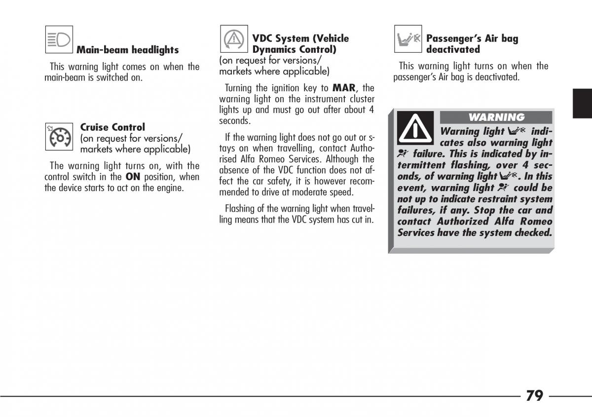 Alfa Romeo 166 owners manual / page 80