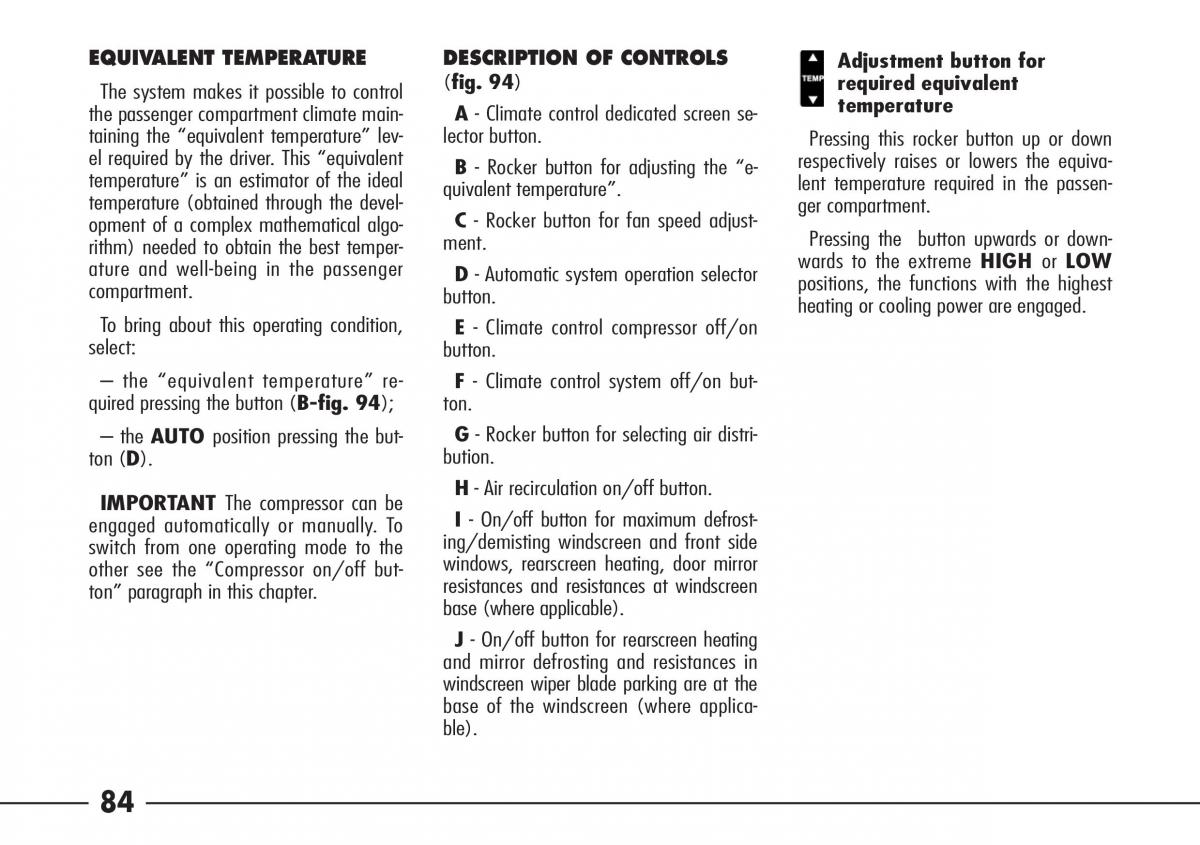 Alfa Romeo 166 owners manual / page 85