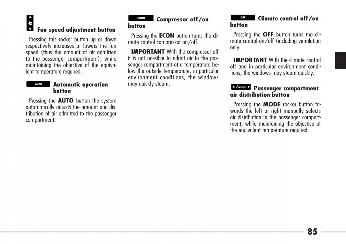 Alfa Romeo 166 owners manual / page 86