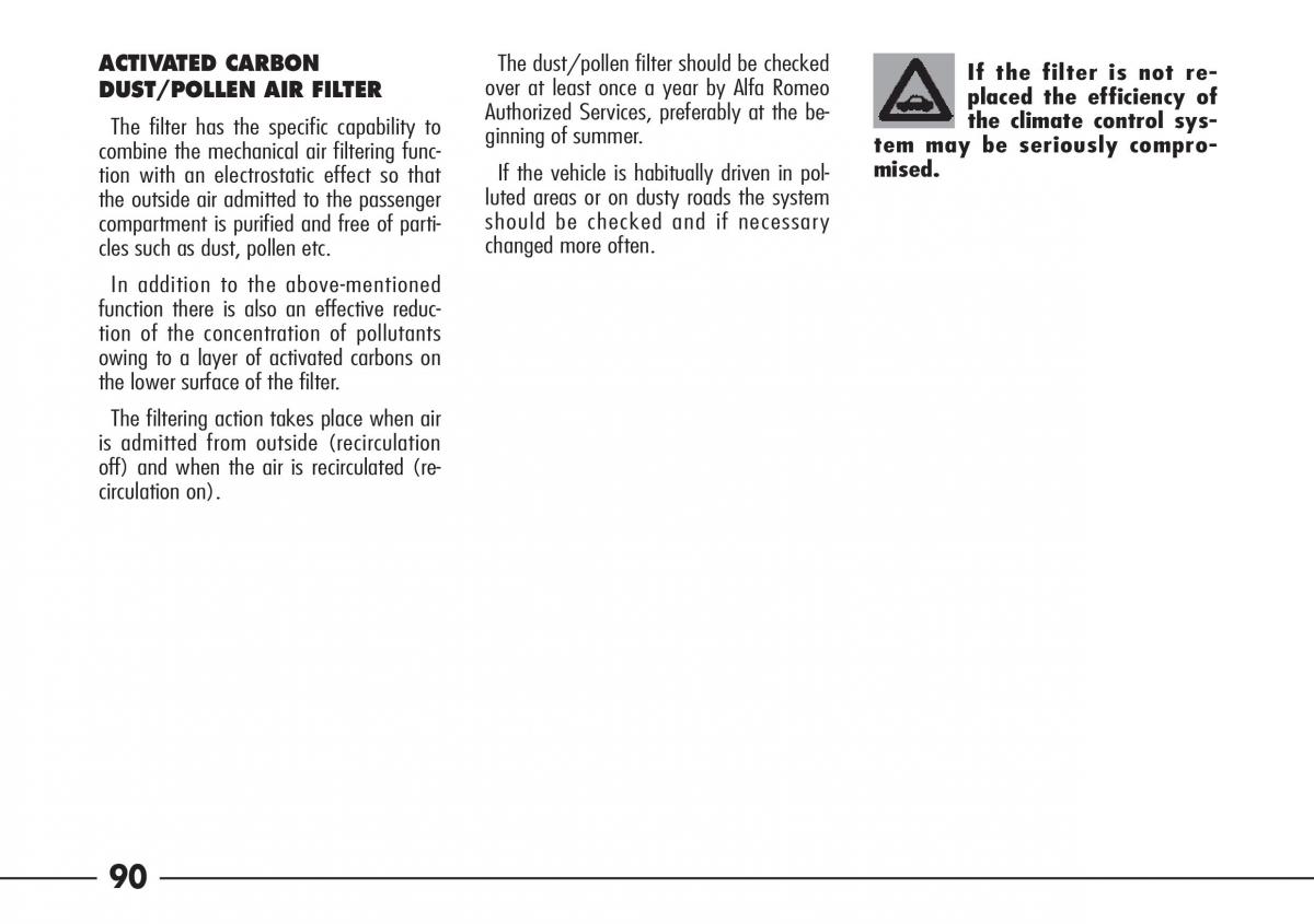 Alfa Romeo 166 owners manual / page 91