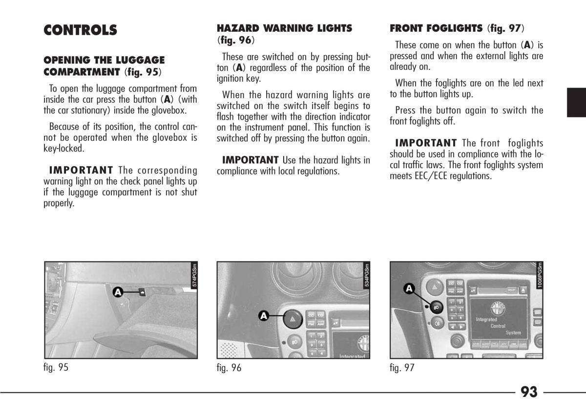 Alfa Romeo 166 owners manual / page 94