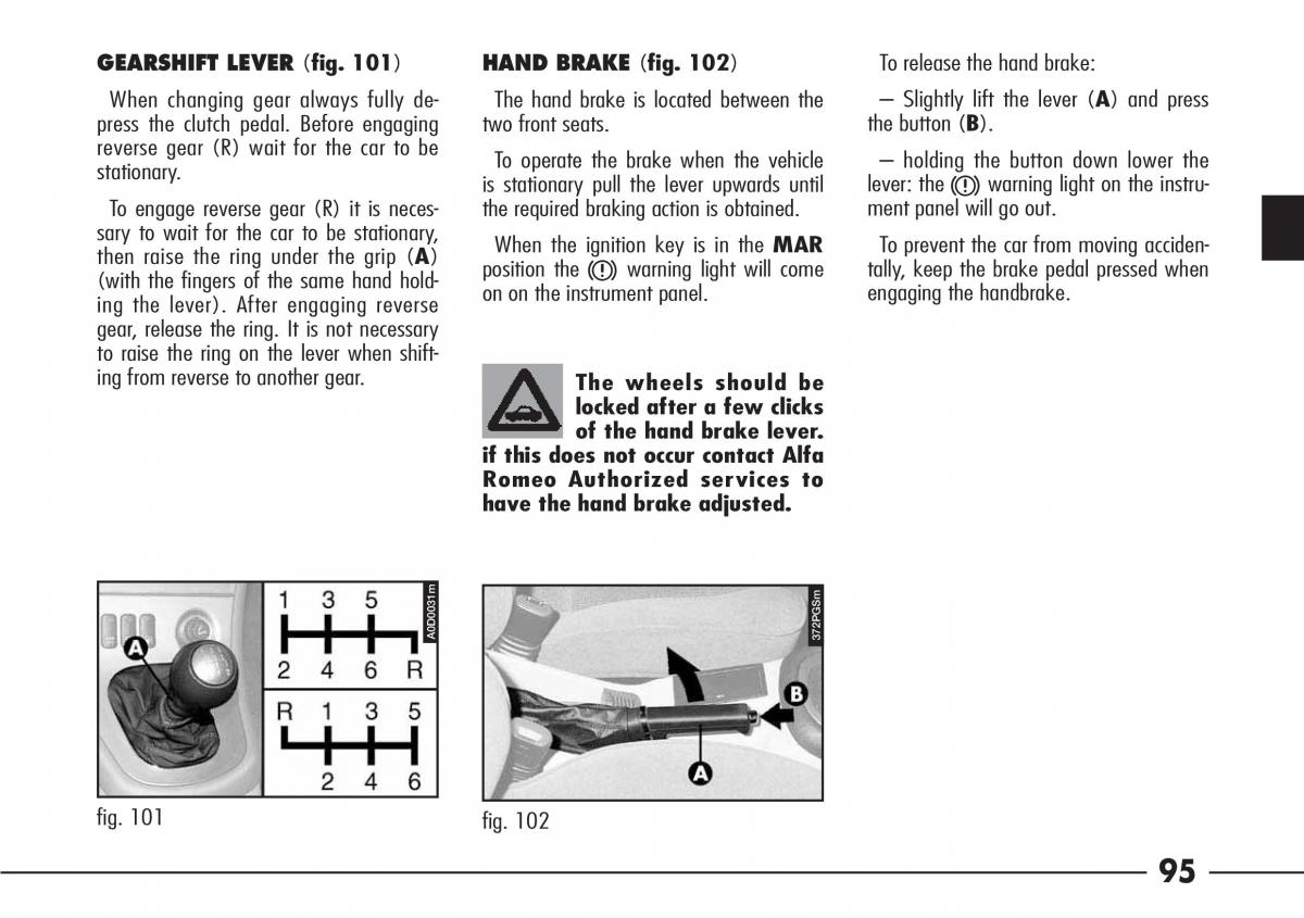 Alfa Romeo 166 owners manual / page 96