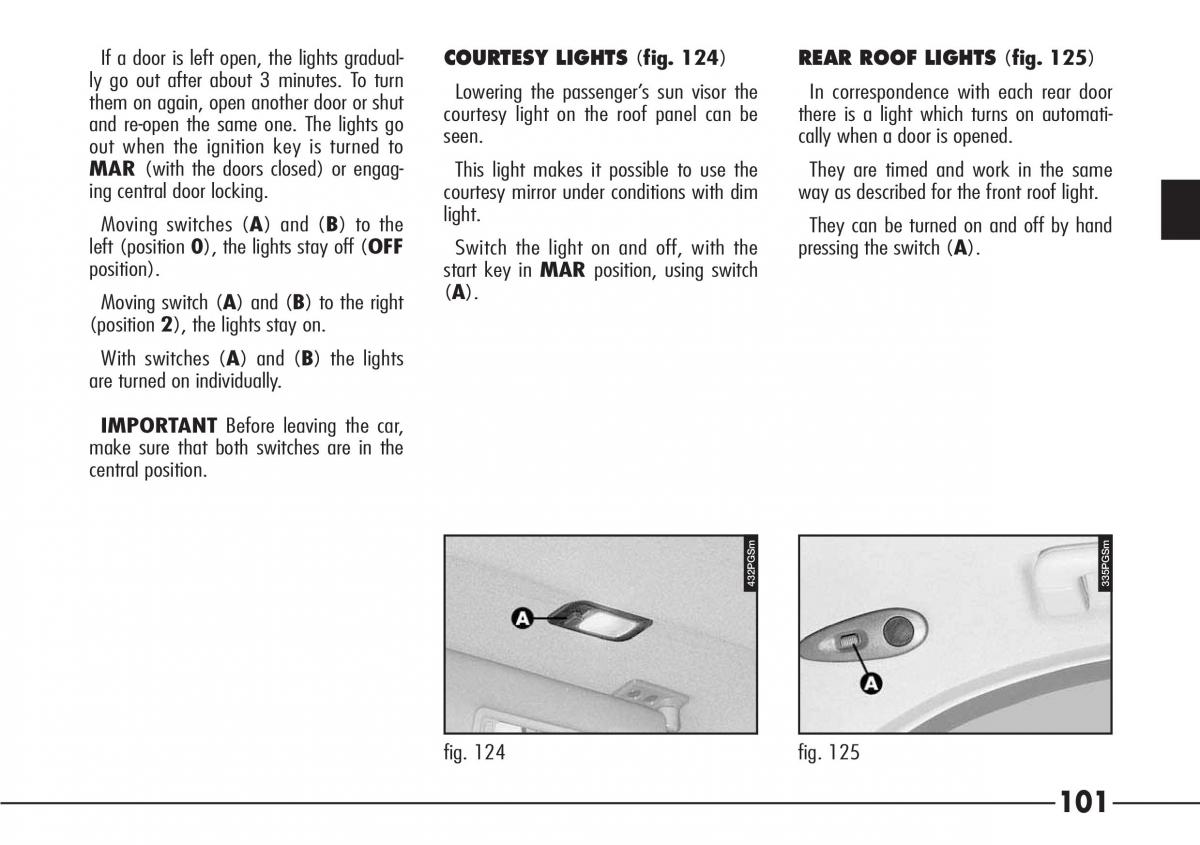 Alfa Romeo 166 owners manual / page 102