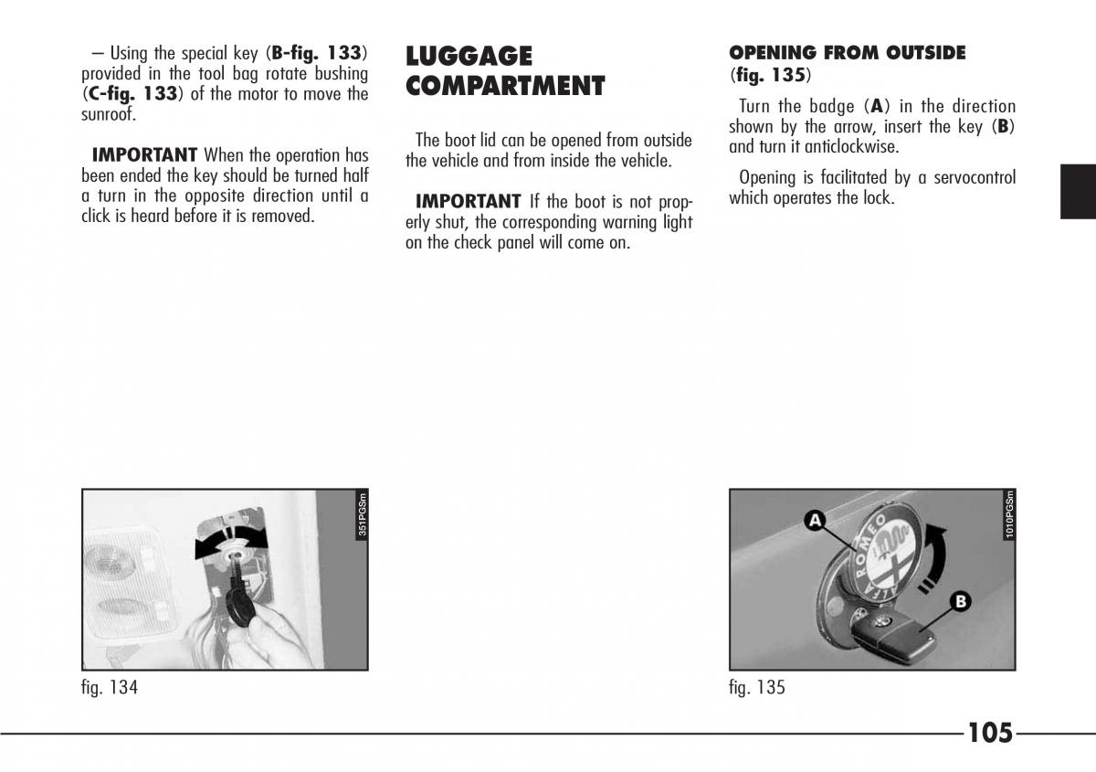 Alfa Romeo 166 owners manual / page 106