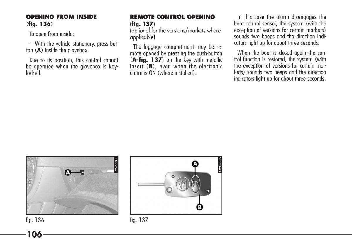 Alfa Romeo 166 owners manual / page 107