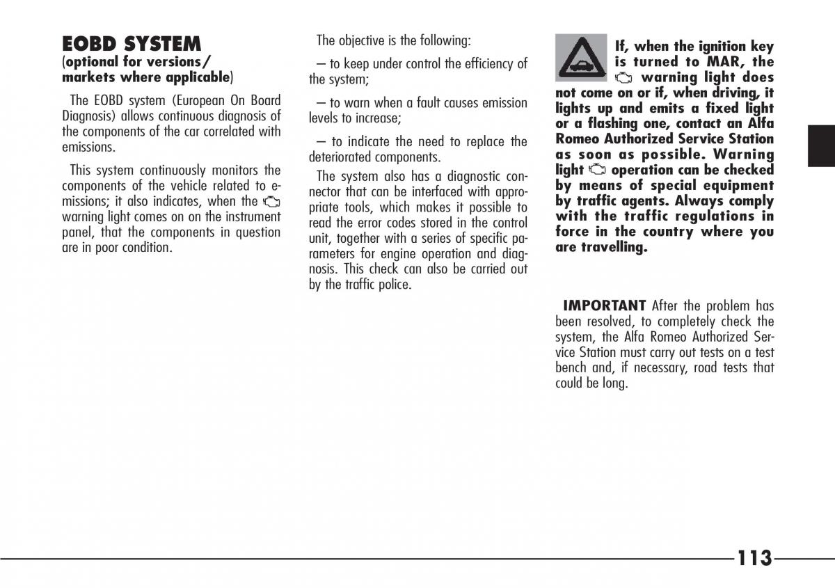 Alfa Romeo 166 owners manual / page 114