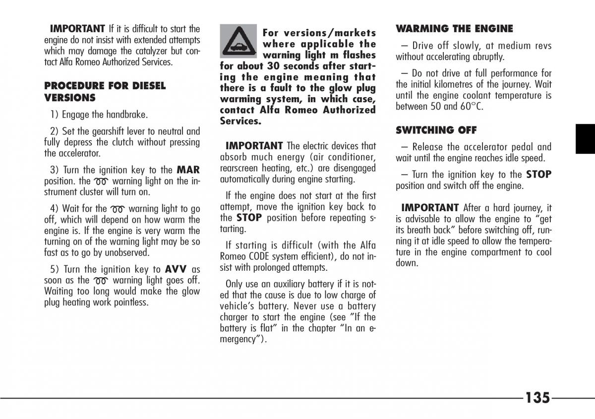 Alfa Romeo 166 owners manual / page 136