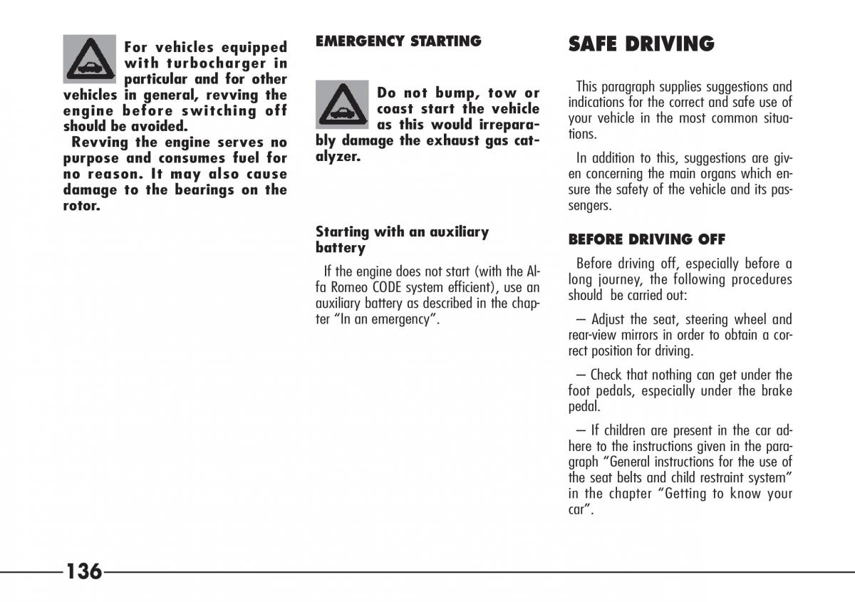 Alfa Romeo 166 owners manual / page 137