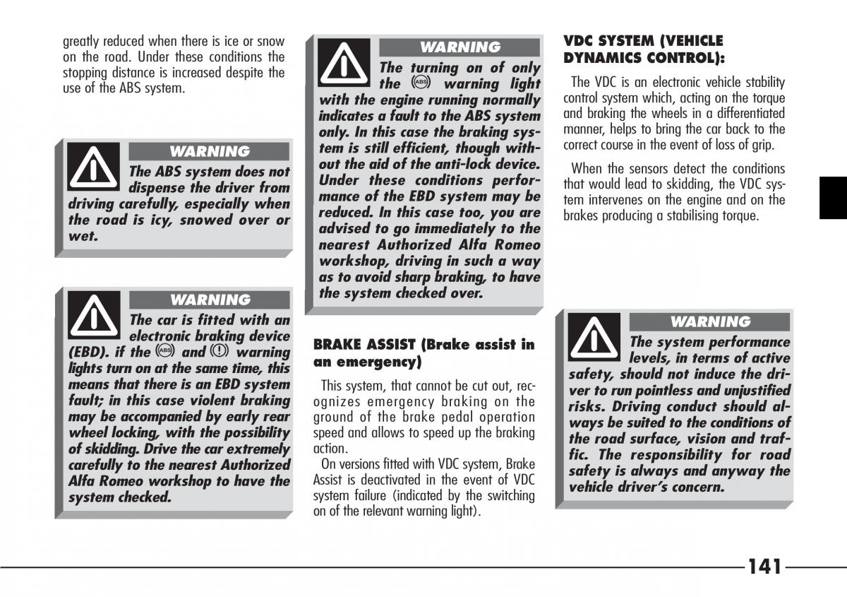 Alfa Romeo 166 owners manual / page 142