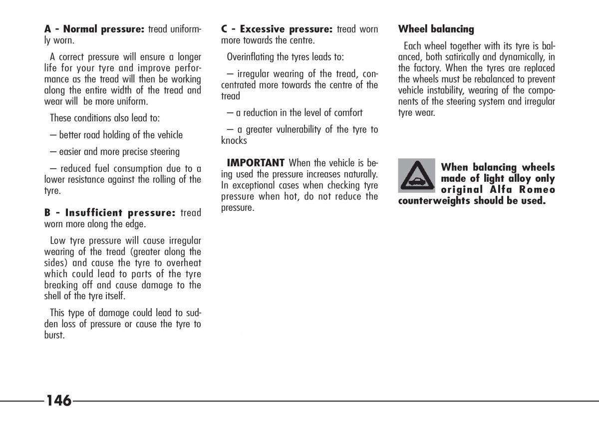 Alfa Romeo 166 owners manual / page 147