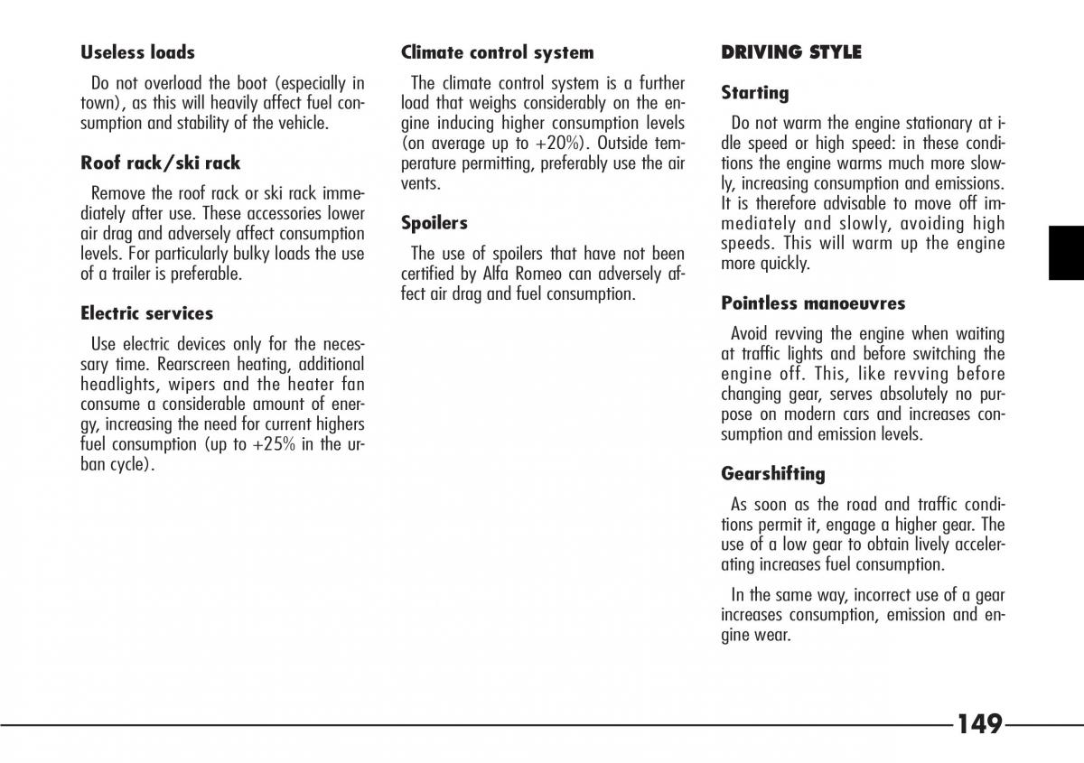 Alfa Romeo 166 owners manual / page 150