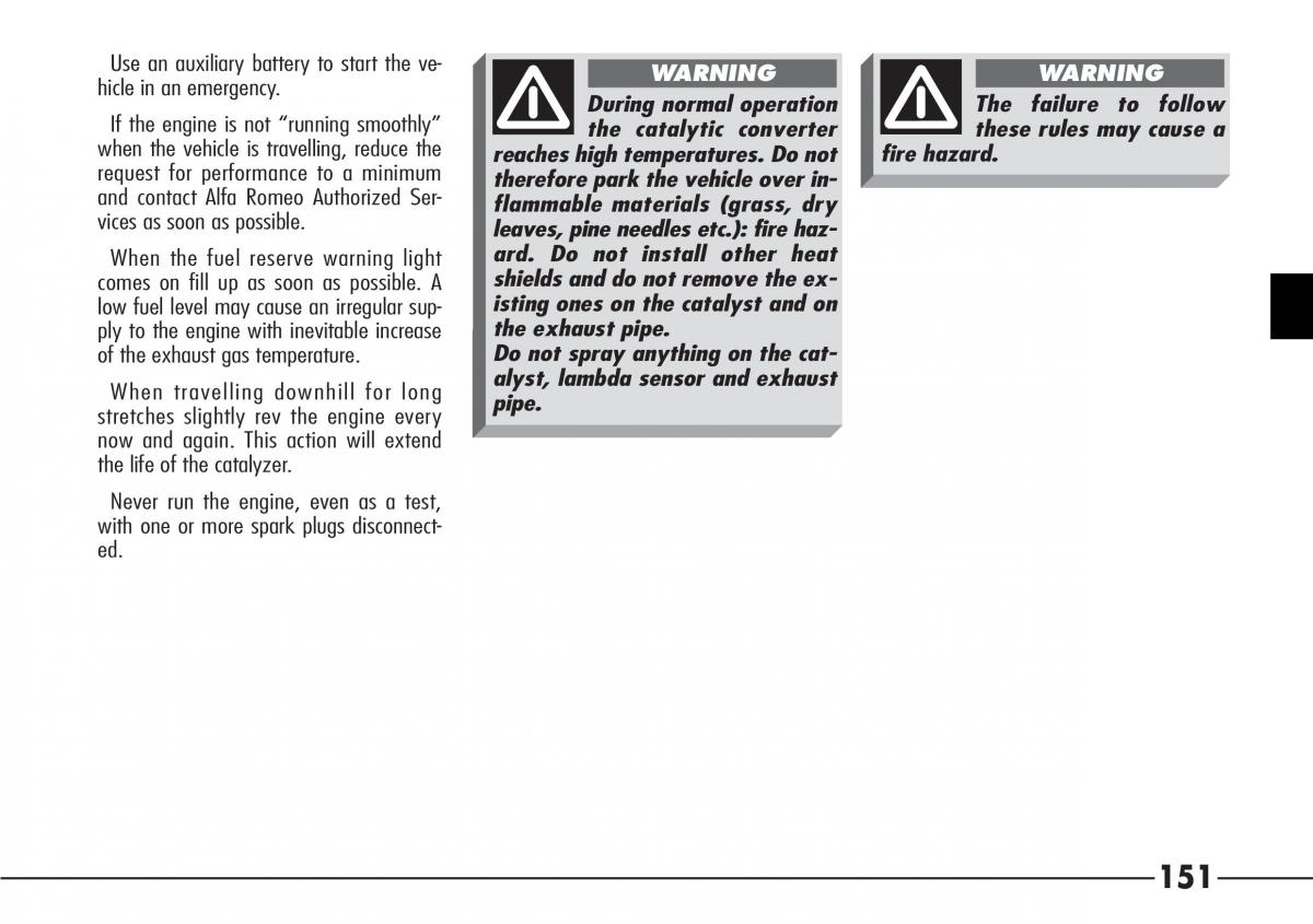 Alfa Romeo 166 owners manual / page 152