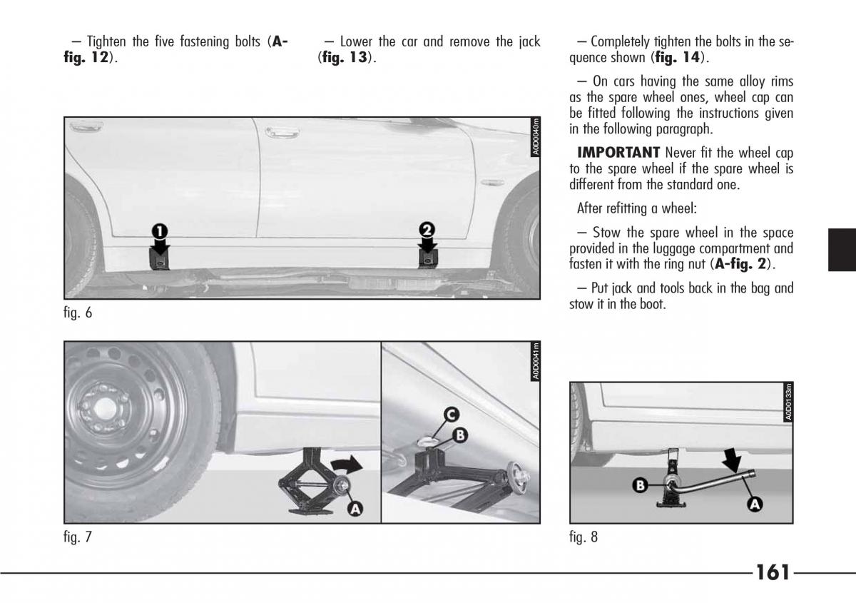 Alfa Romeo 166 owners manual / page 162