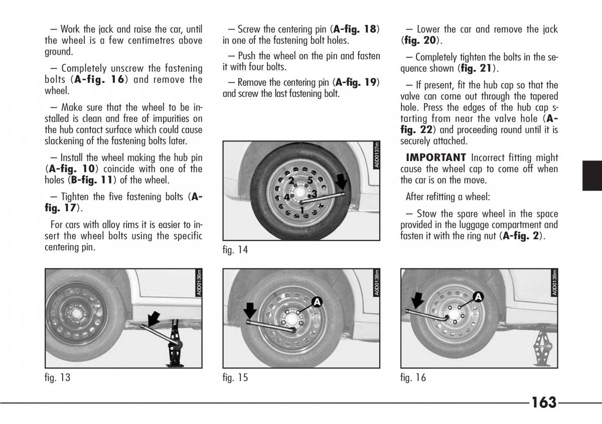 Alfa Romeo 166 owners manual / page 164